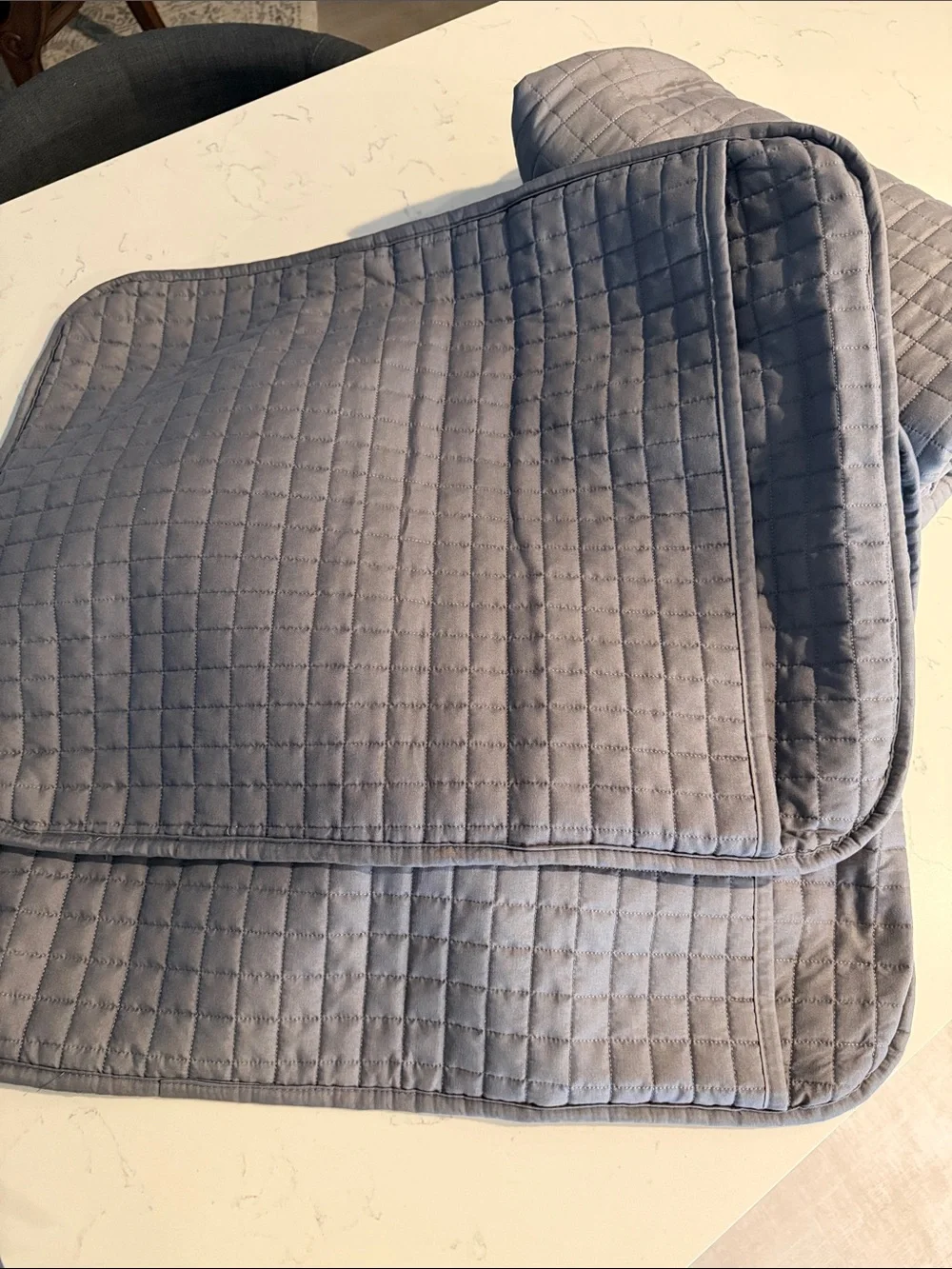 Queen Size Gray Quilted Bedspread & 2 Matching Pillow Shams - Classic Modern